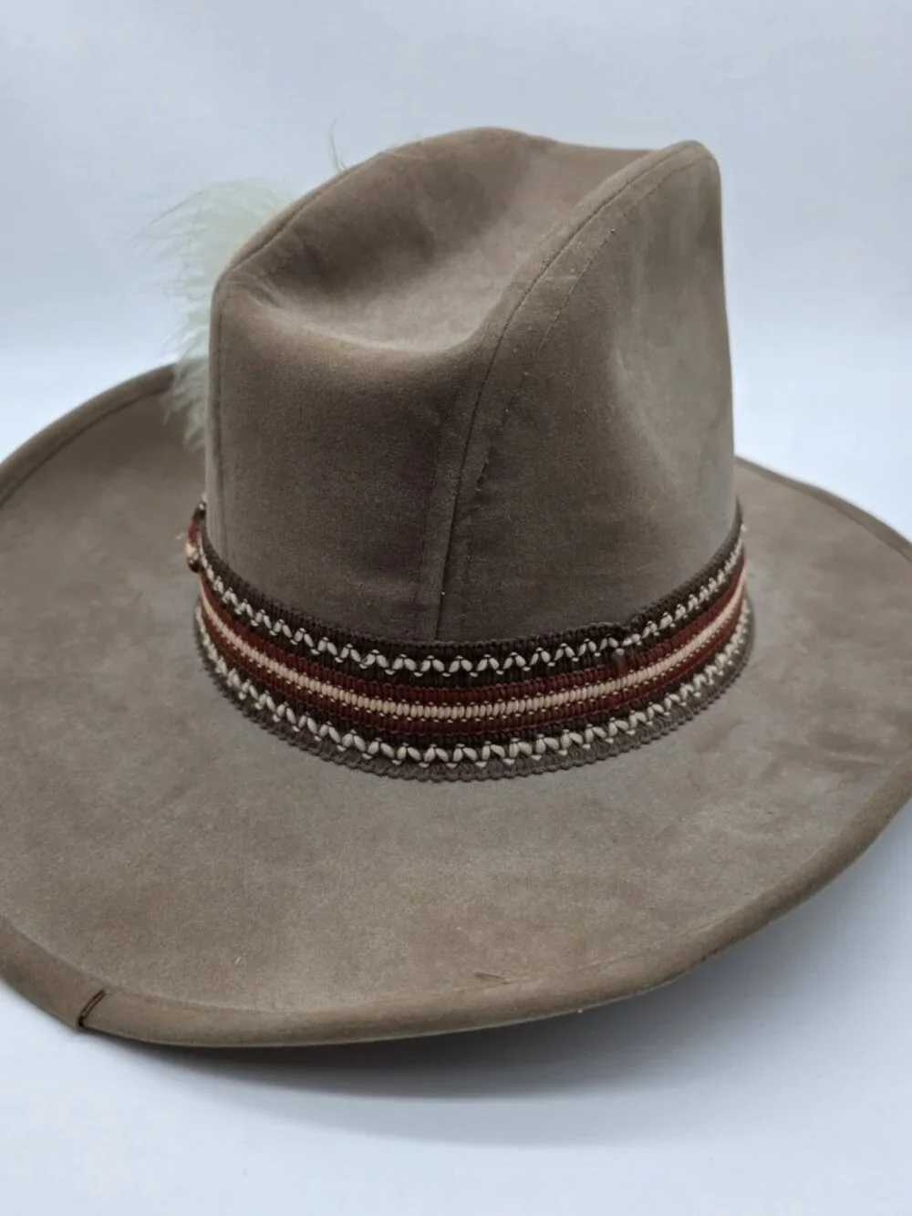 United Hatters Cap Millinery Cowboy Hat Size Large Brown Feather Vintage Western